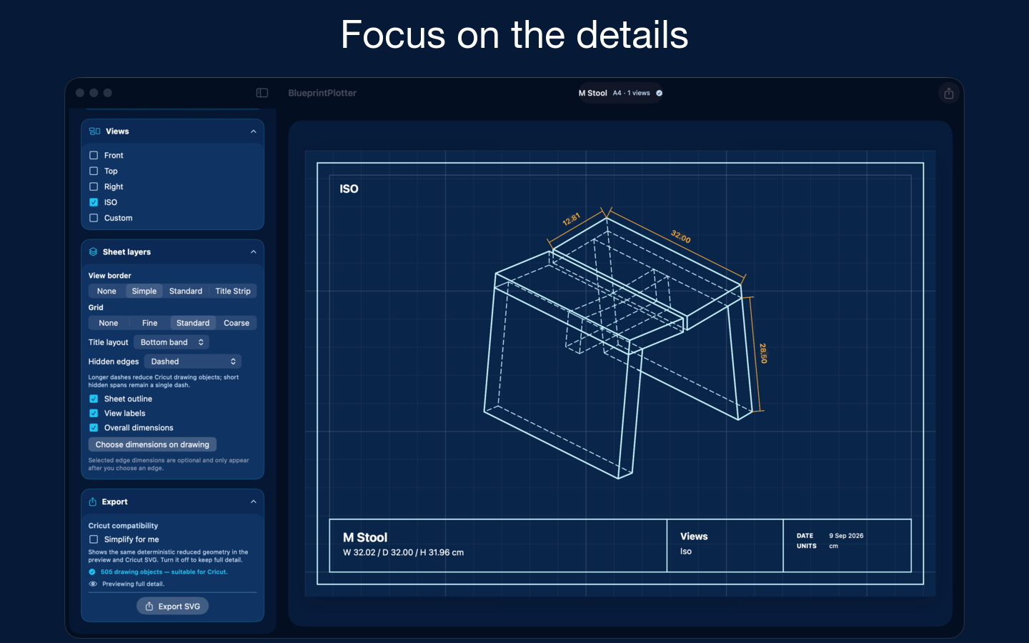 A large isometric blueprint view with dimensions and hidden edges